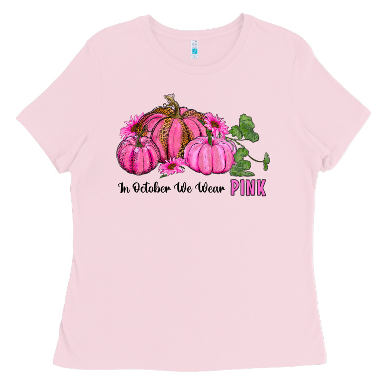 In October We Wear Pink Pumpkin And Sunflowers Ladies Tee by RanaPortraitStore | Teevron