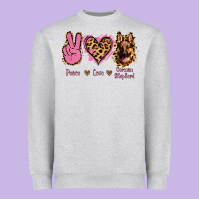 Peace Love German Shepherd Heavyweight Sweatshirt Designed By Jasminsmagicworld