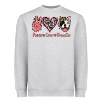 Heather Grey Peace Love French Bulldog Heavyweight Sweatshirt - Jasminsmagicworld
