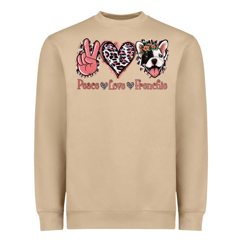 Peace Love French Bulldog Heavyweight Sweatshirt by Jasminsmagicworld | Teevron