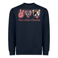 Navy Peace Love French Bulldog Heavyweight Sweatshirt - Jasminsmagicworld