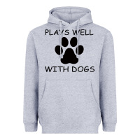 Heather Grey Plays Well With Dogs Heavyweight Hoodie - Bettercallsaul