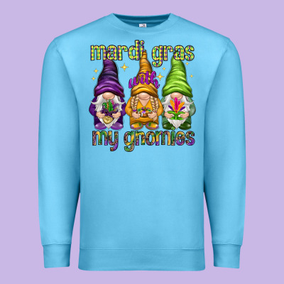 Mardi Gras With My Gnomes Premium Sweatshirt Designed By Nancycooperartshop