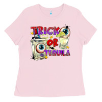 Bubblegum Pink Trick or Tequila Ladies Tee - texasbilliewilder