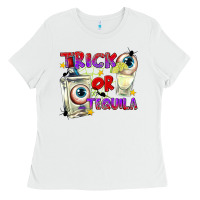 White Trick or Tequila Ladies Tee - texasbilliewilder