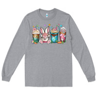 Heather Grey easter coffee cups Long Sleeve Tee - MaliasSmallBusiness