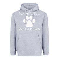 Heather Grey Plays Well With Dogs Heavyweight Hoodie - Bettercallsaul