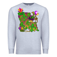 Heather Grey Louisiana map Mardi Gras Premium Sweatshirt - NancyCooperArtShop