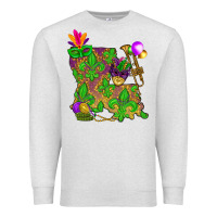 Oatmeal Heather Louisiana map Mardi Gras Premium Sweatshirt - NancyCooperArtShop