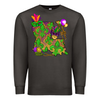 Smoke Louisiana map Mardi Gras Premium Sweatshirt - NancyCooperArtShop