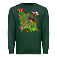 Sports Green Louisiana map Mardi Gras Premium Sweatshirt - NancyCooperArtShop
