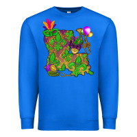 True Royal Louisiana map Mardi Gras Premium Sweatshirt - NancyCooperArtShop