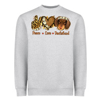 Heather Grey Peace Love Dachshund Heavyweight Sweatshirt - Jasminsmagicworld