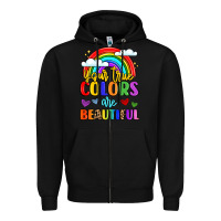 Black name vibrant positivity rainbow art Zipper Hoodie - LillyAllenDesigns