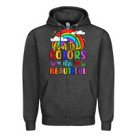 Charcoal Heather name vibrant positivity rainbow art Zipper Hoodie - LillyAllenDesigns