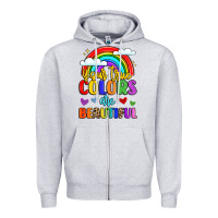 Heather Grey name vibrant positivity rainbow art Zipper Hoodie - LillyAllenDesigns