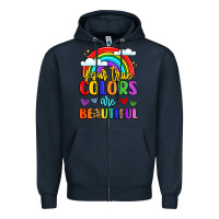 Navy name vibrant positivity rainbow art Zipper Hoodie - LillyAllenDesigns
