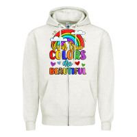 Oatmeal Heather name vibrant positivity rainbow art Zipper Hoodie - LillyAllenDesigns
