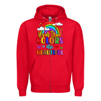 Red name vibrant positivity rainbow art Zipper Hoodie - LillyAllenDesigns