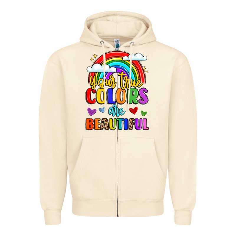 Name Vibrant Positivity Rainbow Art Zipper Hoodie by LillyAllenDesigns | Teevron