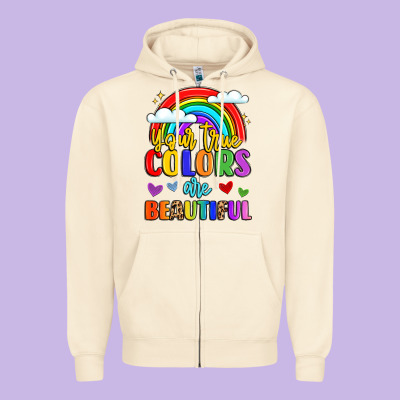 Name Vibrant Positivity Rainbow Art Zipper Hoodie Designed By Lillyallendesigns