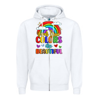 White name vibrant positivity rainbow art Zipper Hoodie - LillyAllenDesigns