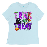 Baby Blue Trick or Treat Ladies Tee - texasbilliewilder