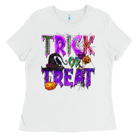 White Trick or Treat Ladies Tee - texasbilliewilder