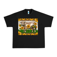Black Western Charolais Bull With Sunflowers Urban Heavy Tee - LillyAllenDesigns