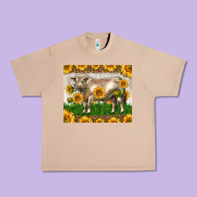 Western Charolais Bull With Sunflowers Urban Heavy Tee Designed By Lillyallendesigns