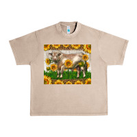 French Oak Western Charolais Bull With Sunflowers Urban Heavy Tee - LillyAllenDesigns