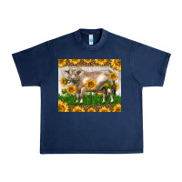 Navy Western Charolais Bull With Sunflowers Urban Heavy Tee - LillyAllenDesigns