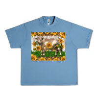 Pebble Blue Western Charolais Bull With Sunflowers Urban Heavy Tee - LillyAllenDesigns