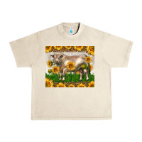 Sandshell Western Charolais Bull With Sunflowers Urban Heavy Tee - LillyAllenDesigns