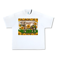 White Western Charolais Bull With Sunflowers Urban Heavy Tee - LillyAllenDesigns
