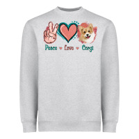Heather Grey Peace Love Corgi Heavyweight Sweatshirt - Jasminsmagicworld