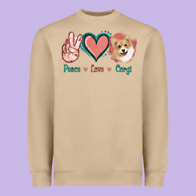 Peace Love Corgi Heavyweight Sweatshirt Designed By Jasminsmagicworld