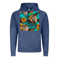 Vintage Denim appaloosa horses and sunflowers seamless pattern Vintage Hoodie - BundleAndBundleShop