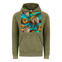 Vintage Olive appaloosa horses and sunflowers seamless pattern Vintage Hoodie - BundleAndBundleShop
