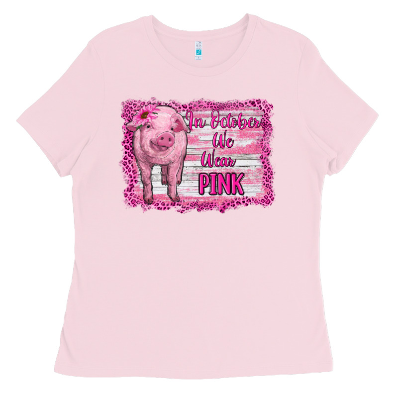 In October We Wear Pink Pig Ladies Tee by RanaPortraitStore | Teevron