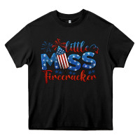 Black little miss firecracker 4th of july Heavy Core Tee - BarkalooDesign