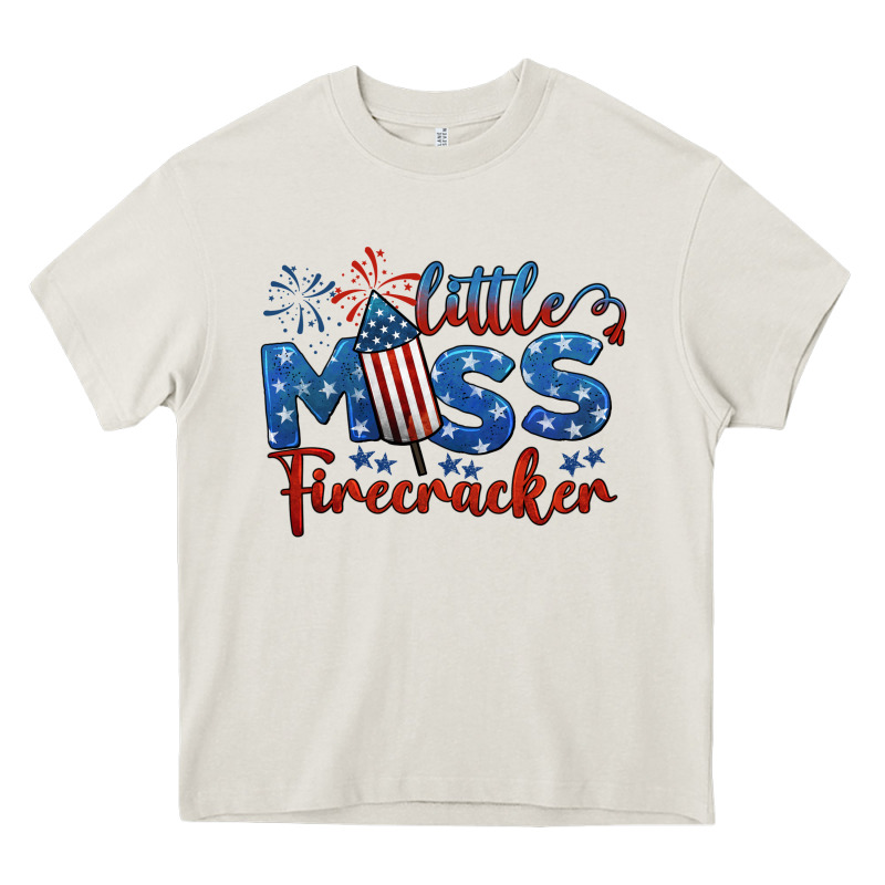 Little Miss Firecracker 4th Of July Heavy Core Tee by BarkalooDesign | Teevron