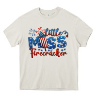 Cream little miss firecracker 4th of july Heavy Core Tee - BarkalooDesign