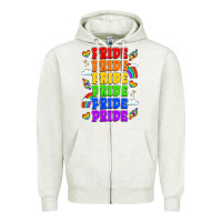 Oatmeal Heather rainbow pride celebration Zipper Hoodie - LillyAllenDesigns