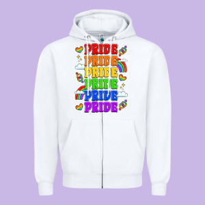 Rainbow Pride Celebration Zipper Hoodie Designed By Lillyallendesigns