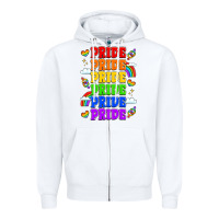 White rainbow pride celebration Zipper Hoodie - LillyAllenDesigns