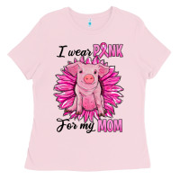 Bubblegum Pink i wear pink for my mom pig Ladies Tee - RanaPortraitStore