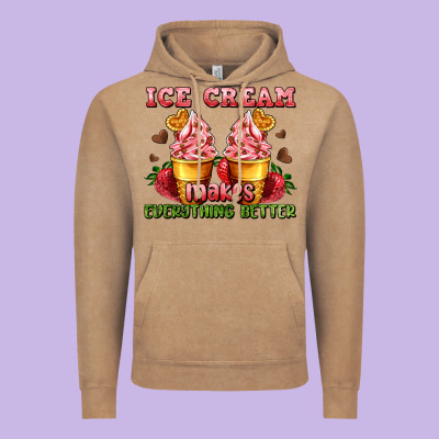 Ice Cream Makes Everything Better Vintage Hoodie Designed By Adodesignshop