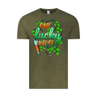 Vintage Olive st.patricks one lucky nurse Vintage Tee - BarkalooDesign
