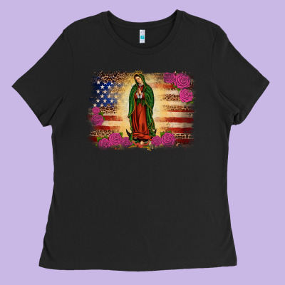 America Our Lady Of Guadalupe Ladies Tee Designed By Jahusdesignshop
